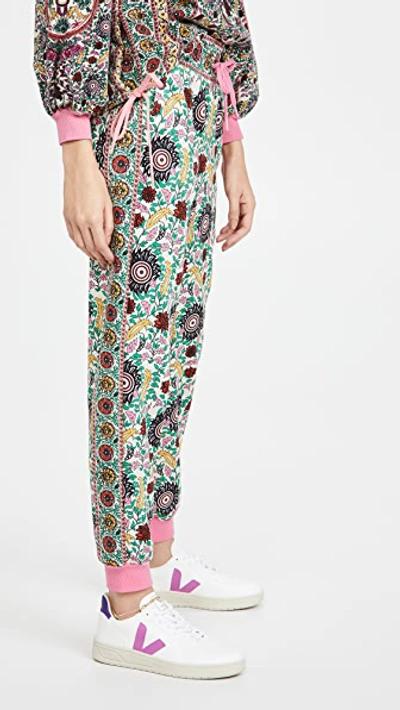 Shop Alice And Olivia Nyc Slim Joggers In Flower Pot Ecru Multi