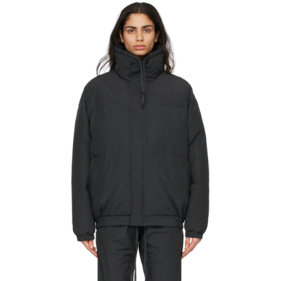 Shop Essentials Black Nylon Puffer Jacket In Stretch Limo