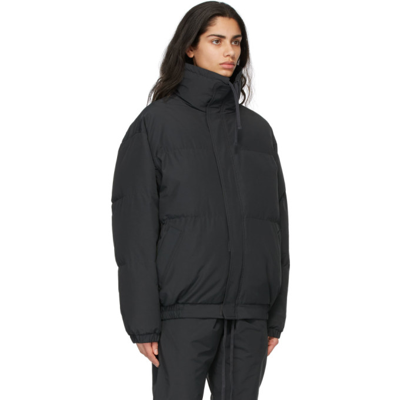 Shop Essentials Black Nylon Puffer Jacket In Stretch Limo