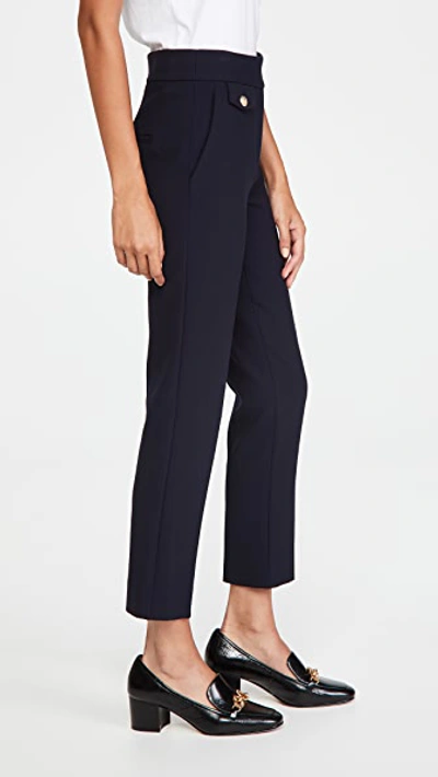 Veronica Beard Renzo High-rise Slim Cropped Pants In Navy