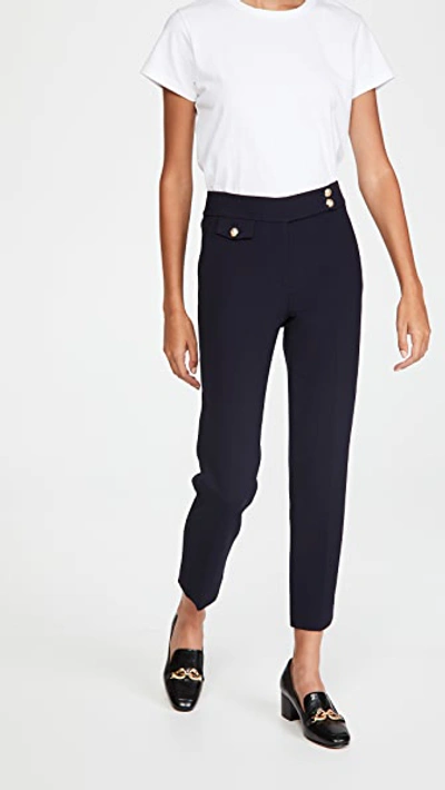 Veronica Beard Renzo High-rise Slim Cropped Pants In Navy
