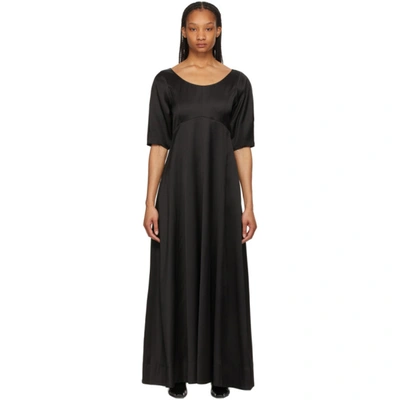 Shop Totême Black Linen Heavy Maxi Dress