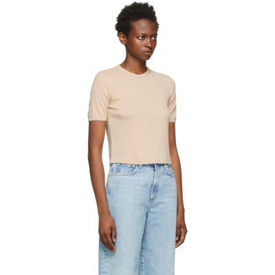 Shop Agolde Beige Rib Relaxed T-shirt In Nude