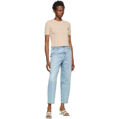 Shop Agolde Beige Rib Relaxed T-shirt In Nude