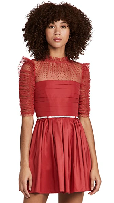 Shop Self-portrait Red Taffeta Mini Dress