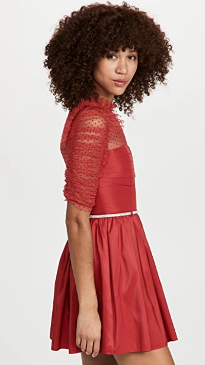 Shop Self-portrait Red Taffeta Mini Dress