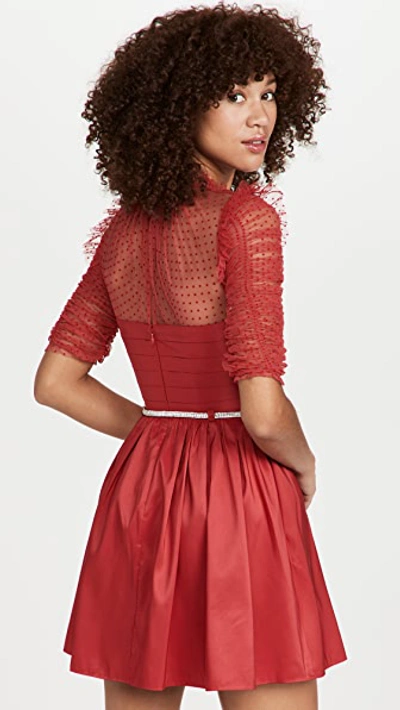 Shop Self-portrait Red Taffeta Mini Dress