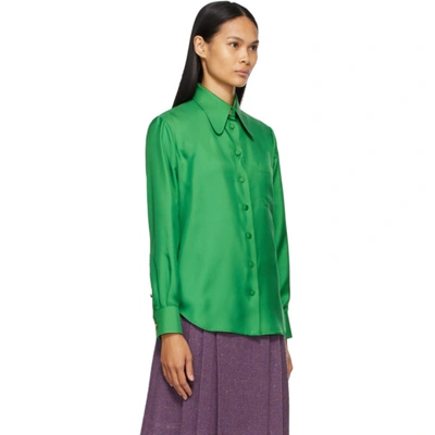 Shop Gucci Green Silk Twill Shirt In 3041 Shamgrn