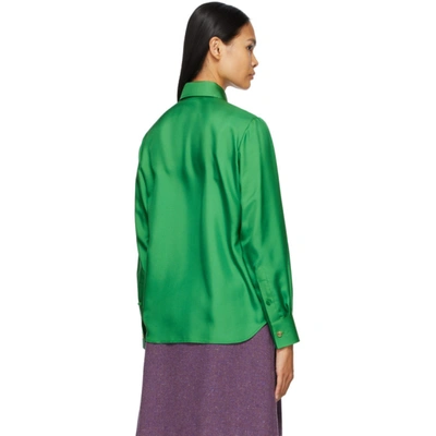 Shop Gucci Green Silk Twill Shirt In 3041 Shamgrn