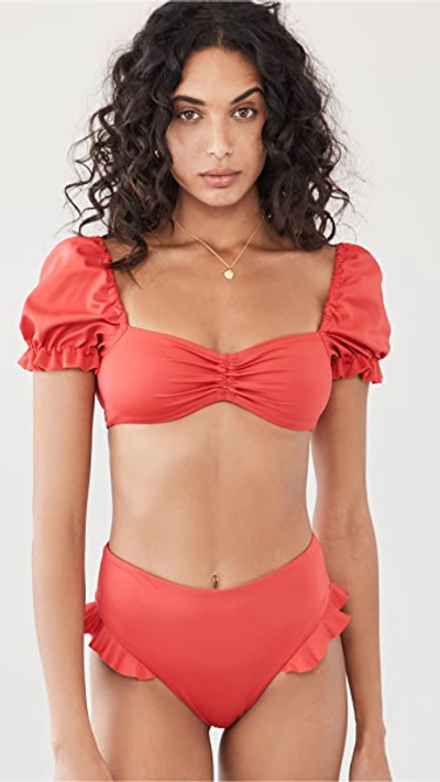 Shop Agua Bendita Romina Voila Bikini Top In Red