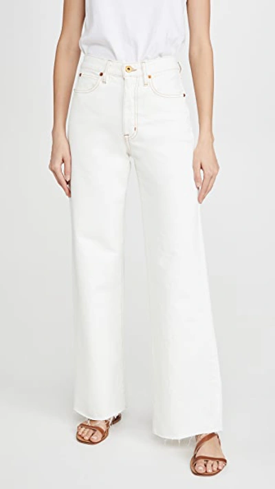 Slvrlake Grace Frayed High-rise Flared Jeans In Natural White