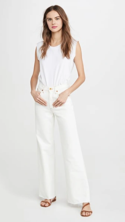 Slvrlake Grace Frayed High-rise Flared Jeans In Natural White