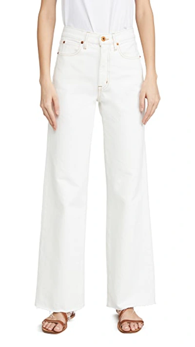 Slvrlake Grace Frayed High-rise Flared Jeans In Natural White