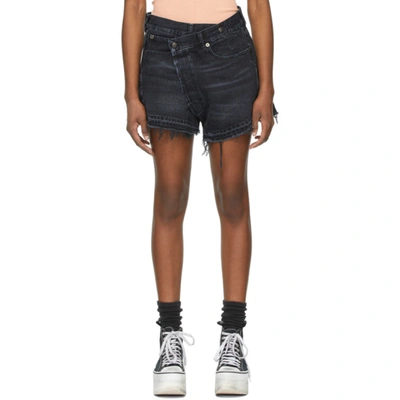 Shop R13 Black Crossover Denim Shorts In Jake Black