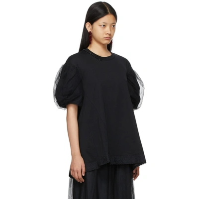 Shop Simone Rocha Black Embellished A-line T-shirt In Black/black/jet