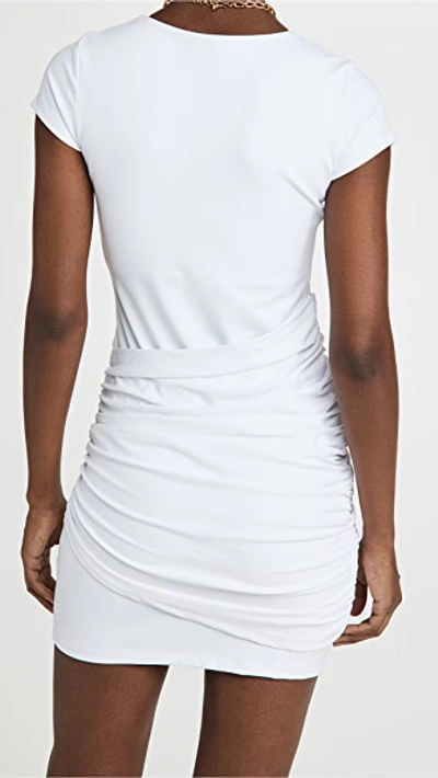 Susana Monaco Short Sleeve Gathered Overlay Dress In Sugar