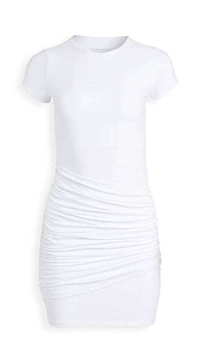Susana Monaco Short Sleeve Gathered Overlay Dress In Sugar
