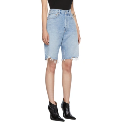 Shop Agolde Blue 90s Mid-rise Loose Shorts In Swapmeet