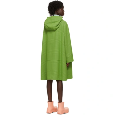 Shop Nina Ricci Green Check Hooded Coat In M5170 Green