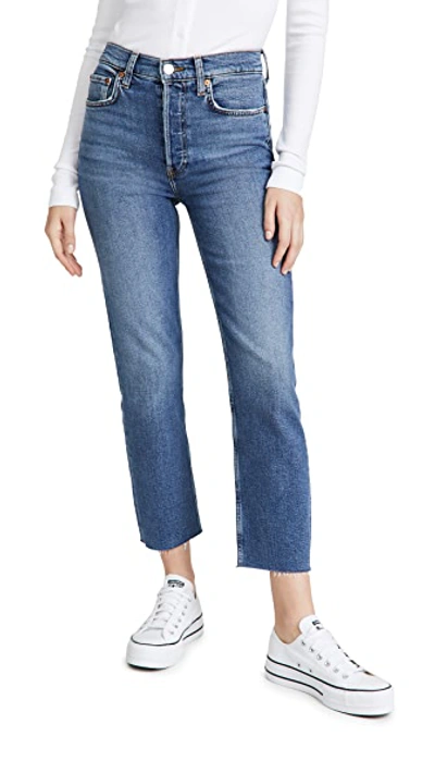 Re/done High Rise Comfort Stretch Stove Pipe Jeans In Mid 70s