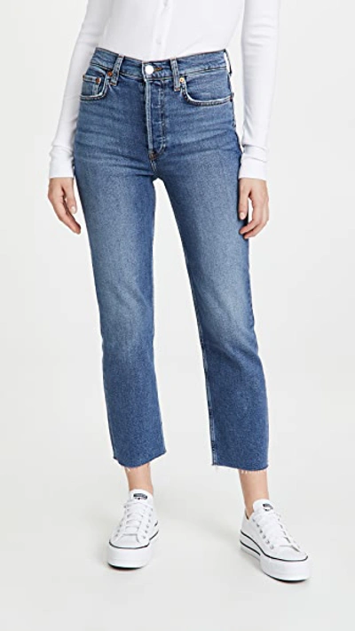 Re/done High Rise Comfort Stretch Stove Pipe Jeans In Mid 70s