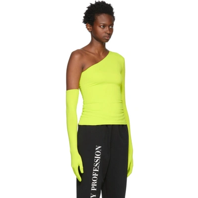 Vetements Yellow Single-shoulder Glove T-shirt In Neon Yellow