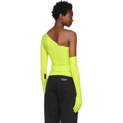 Vetements Yellow Single-shoulder Glove T-shirt In Neon Yellow