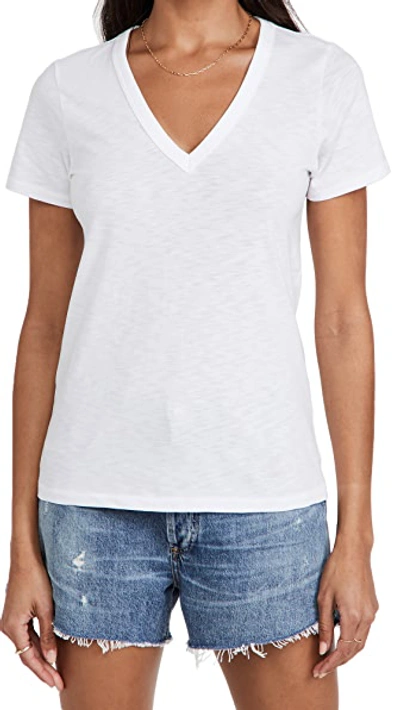 Rag & Bone The Vee Slub Pima Cotton-jersey T-shirt In Bright White