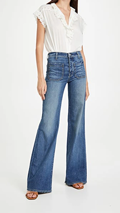 Nili Lotan Megan High-rise Stretch Wide-leg Jeans In Classic Wash