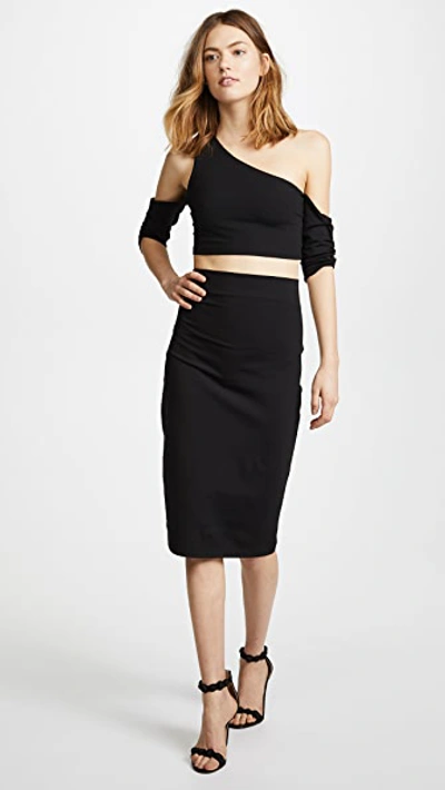 Susana Monaco Slim High Waist Stretch Pencil Skirt In Black