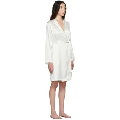 Shop La Perla White Silk Short Robe In 0031 Naturale