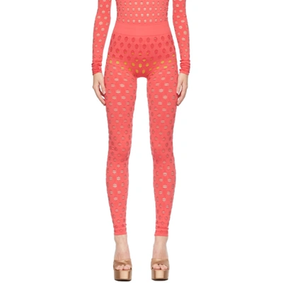 Shop Maisie Wilen Red Perforated Leggings In Coral Coral