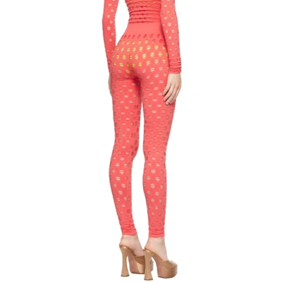 Shop Maisie Wilen Red Perforated Leggings In Coral Coral