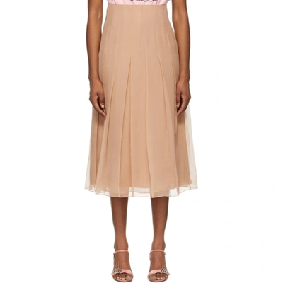 Shop Gucci Pink Silk Chiffon Mid-length Skirt In 5777 Rose