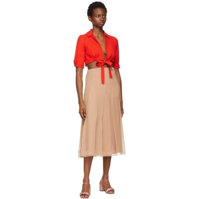 Shop Gucci Pink Silk Chiffon Mid-length Skirt In 5777 Rose