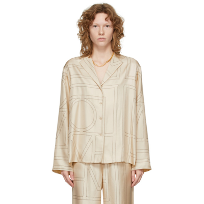 Toteme Monogram Silk Twill Pajama Shirt