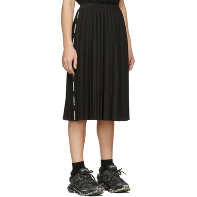 Shop Vetements Black Pleated Logo Skirt