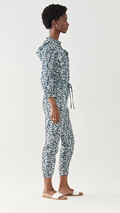 Shop Veronica Beard Tanay Jumpsuit In Off White/navy