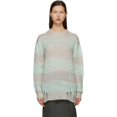 Shop Acne Studios Green & Grey Block Stripe Sweater In Cmi Mint