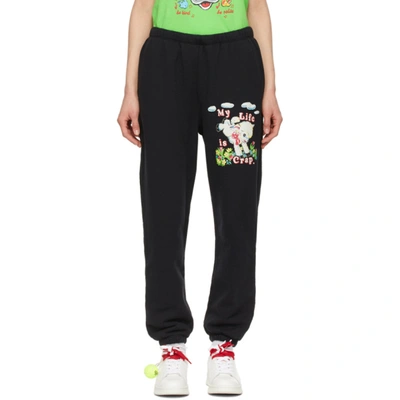 Shop Marc Jacobs Black Magda Archer Edition 'my Life Is Crap' Lounge Pants In 001 Black