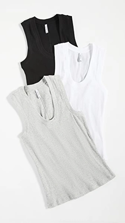 Shop Z Supply Sirena Rib Tank 3 Pack White/black/heather Grey Xs