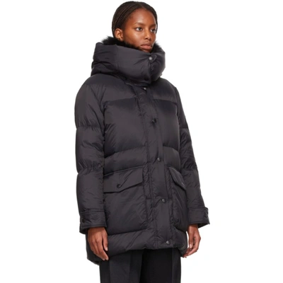 Shop Yves Salomon Black Down Vaporous Lambswool Jacket In C99 Black