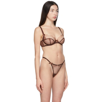 Shop Agent Provocateur Brown Lorna Plunge Bra In Brown/peach