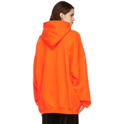 Shop Balenciaga Orange 'hi My Name Is' Hoodie In 7513 Fluo O