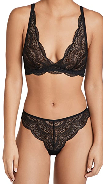 Simone Perele Eden Floral-lace Triangle Wire-free Soft Bra In Black