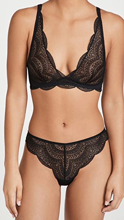 Simone Perele Eden Floral-lace Triangle Wire-free Soft Bra In Black
