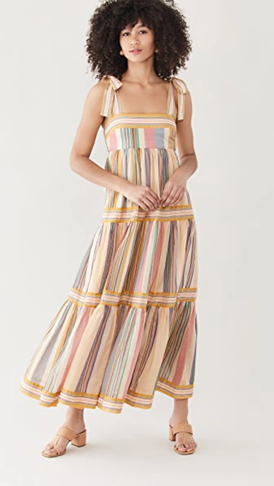 Shop Zimmermann Mae Tie Shoulder Dress In Multi Stripe