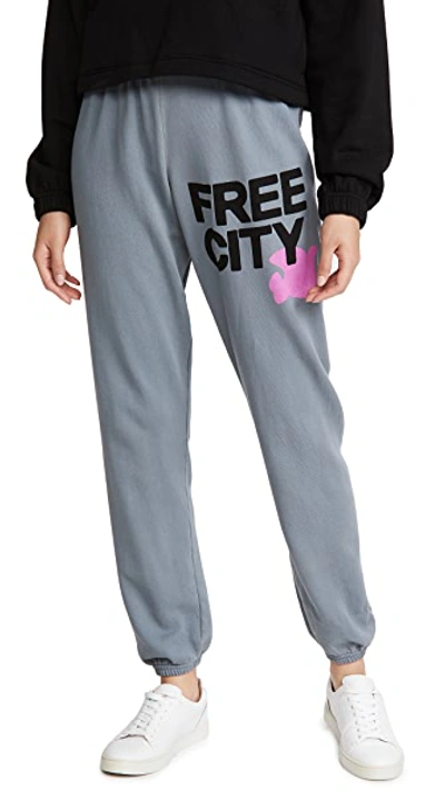 Freecity Large Logo Sweatpants In Grey Art