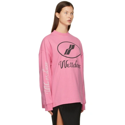 Shop We11 Done Pink Logo Long Sleeve T-shirt