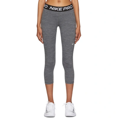 Shop Nike Black Pro Crop Leggings In 010 Black/htr/white